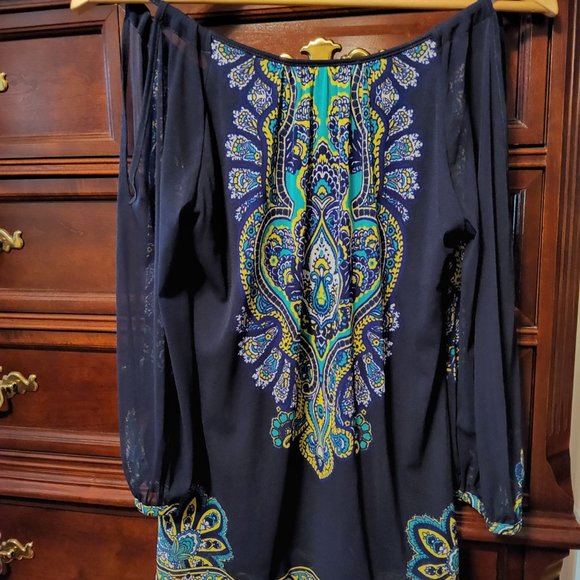 INC International Concepts Women's Cold Shoulder Top Blue - Picture 3 of 5